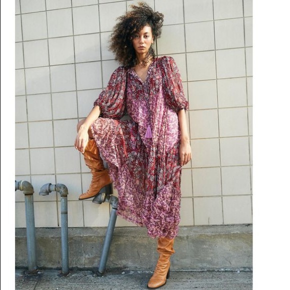 Free People Boho Burgundy Estelle Chiffon Maxi - Picture 3 of 13